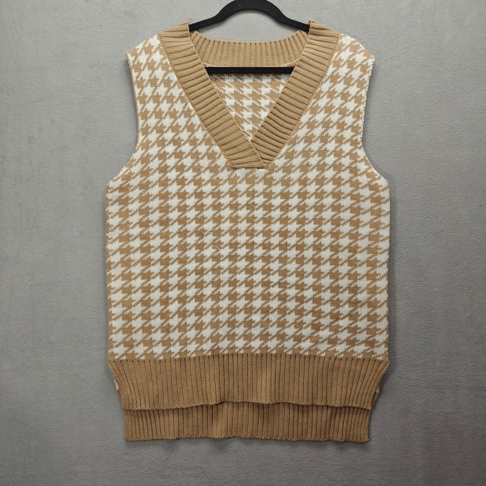 Houndstooth Sweater Vest Womens Small Preppy Academia Layering Geek Twee Nerd